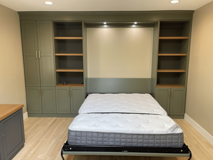 A guest-ready wallbed for the basement.